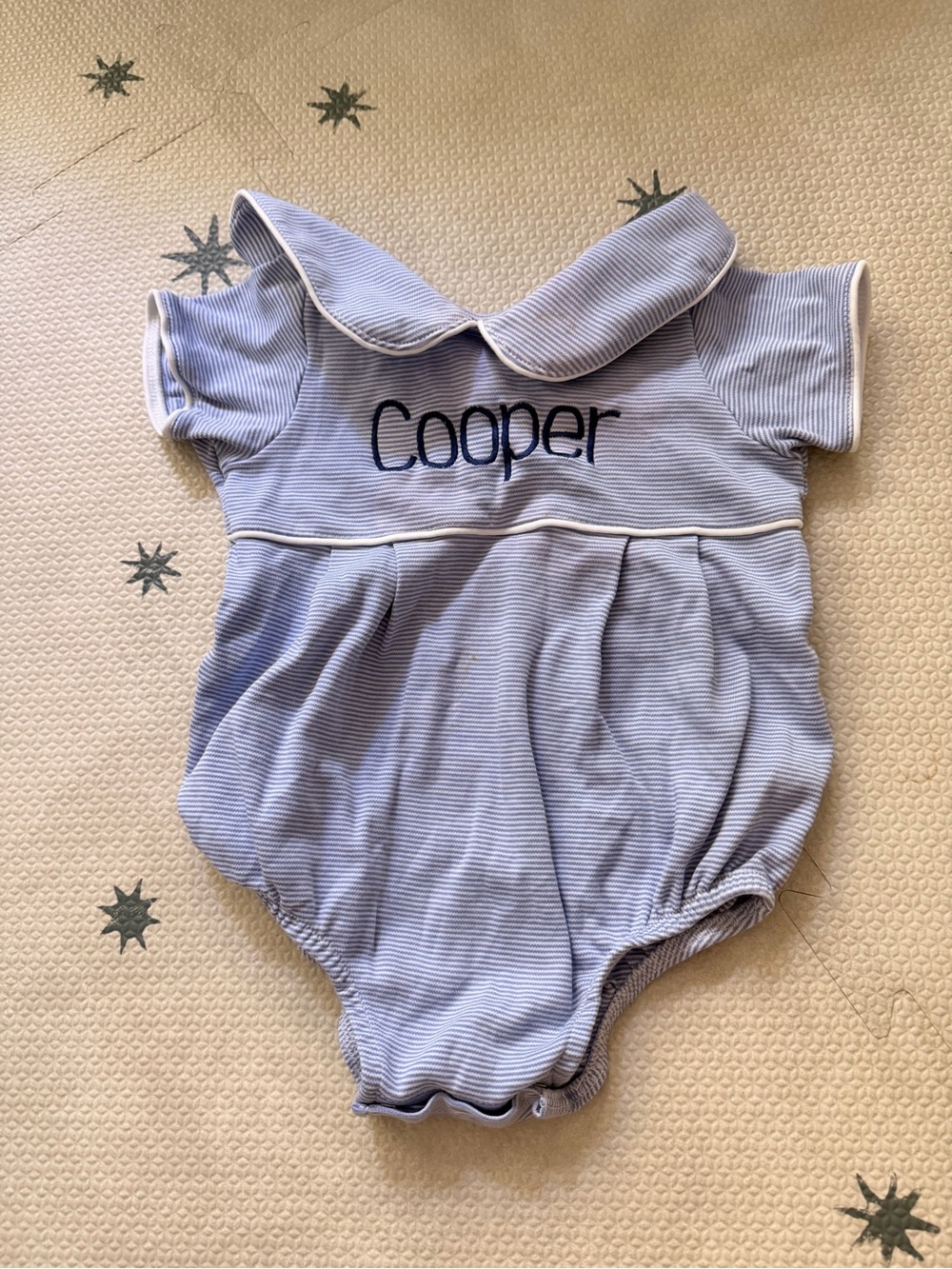 Lila and Hayes Baby Striped Bubble with Collar 9-12 Month